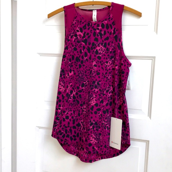 NWT lululemon Sz 2 Sculpt Tank top pink cheetah print mesh panels. - Picture 1 of 9